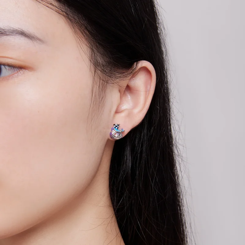 (imagem para) Brincos de Pressão Estilo Pandora Gato Mago Excêntrico - BSE823 - Visualizar 6