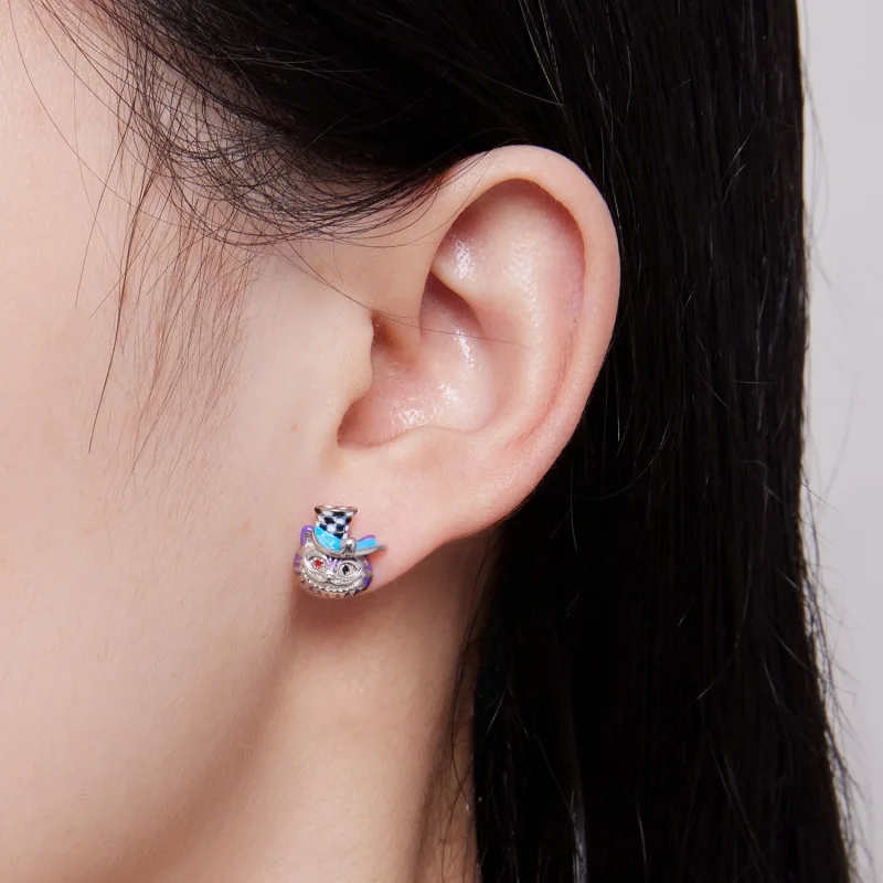 (imagem para) Brincos de Pressão Estilo Pandora Gato Mago Excêntrico - BSE823 - Visualizar 7