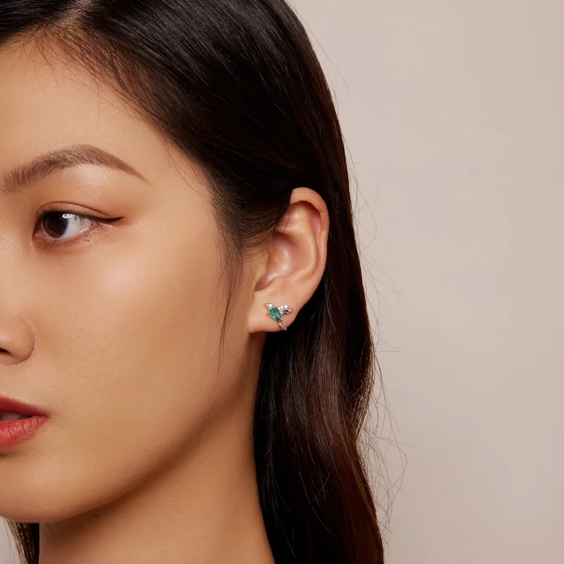 (imagem para) Brincos de Stud Estilo Pandora Beija-Flor - BSE849 - Visualizar 6