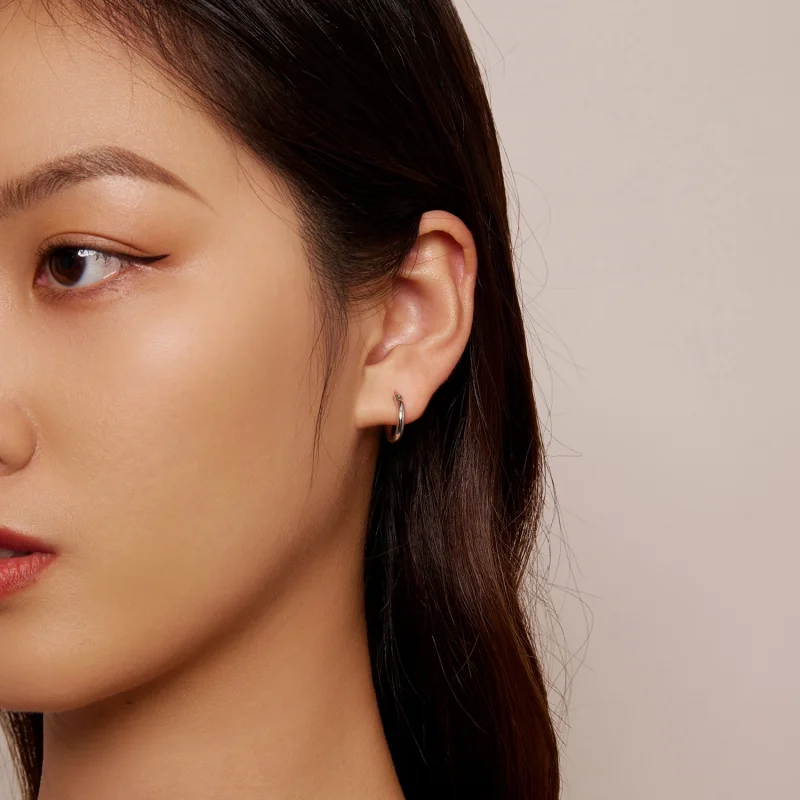 (imagem para) Brincos Pandora Style Argola Pequena Circular - SCE1608-S - Visualizar 3