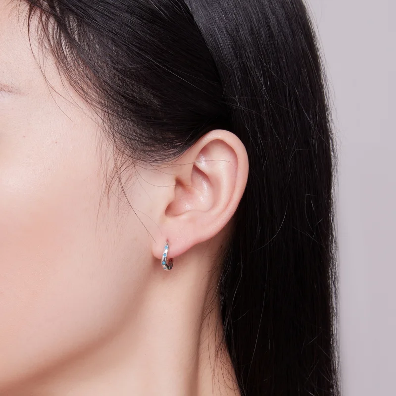 (imagem para) Brincos Pandora Style Wave Hoops - SCE1593 - Visualizar 6