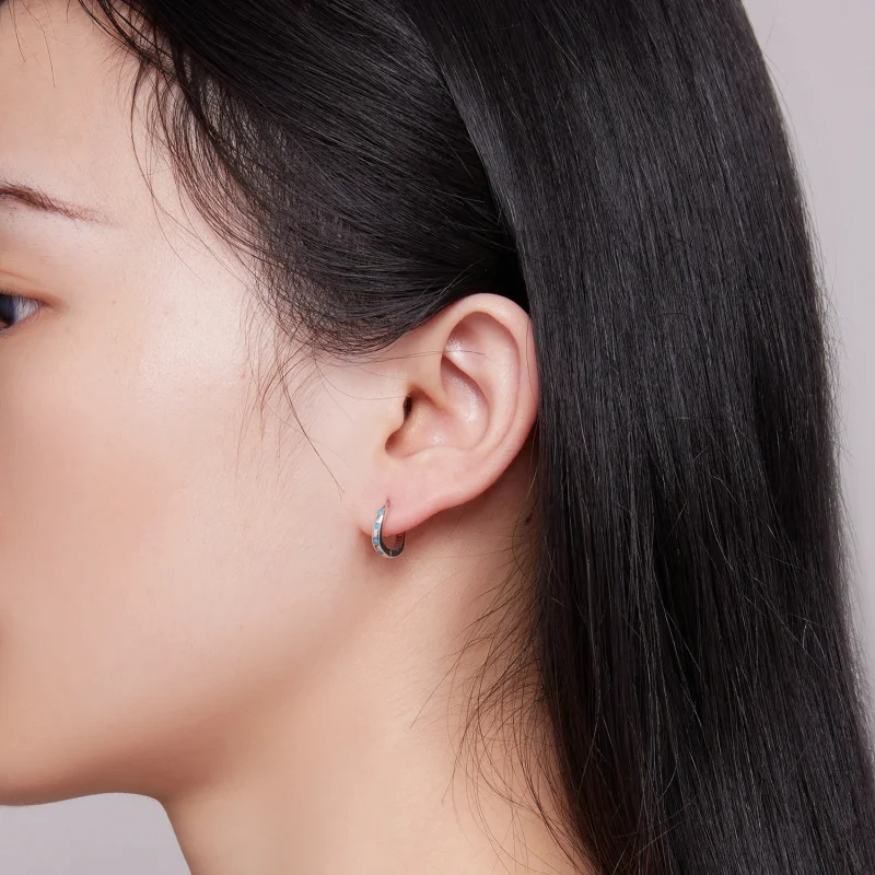 (imagem para) Brincos Pandora Style Wave Hoops - SCE1593 - Visualizar 7