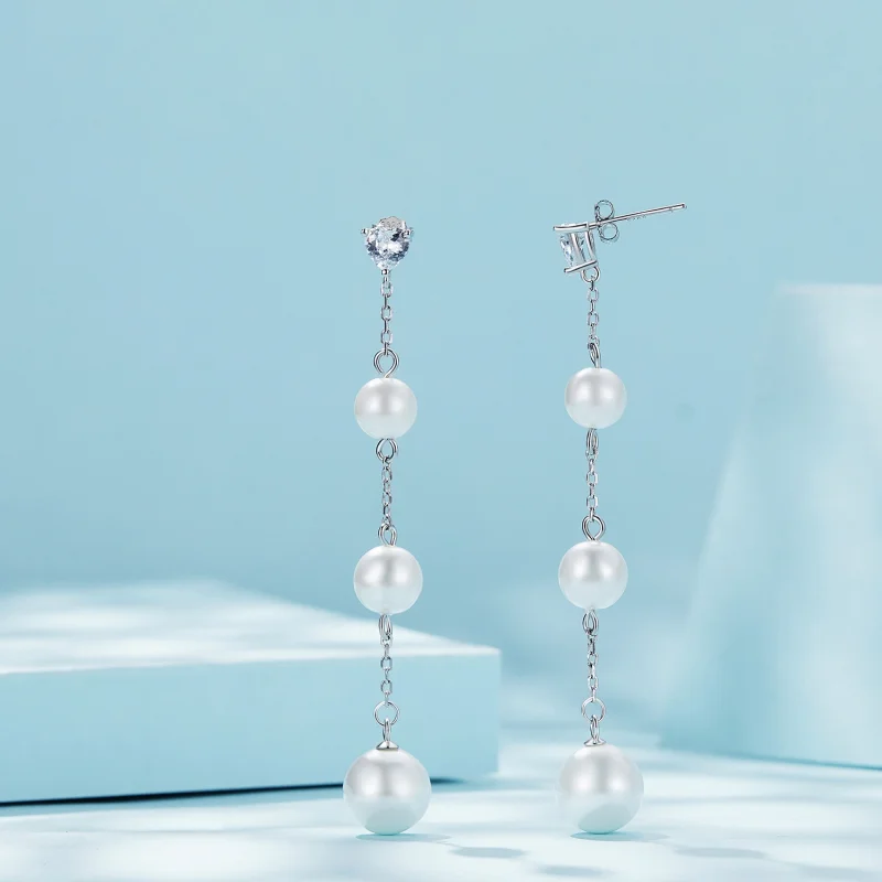 (imagem para) Brincos Pendurados com Contas e Borla Estilo Pandora - SCE1601 - Visualizar 2