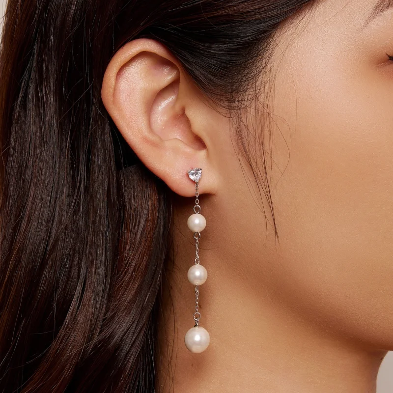 (imagem para) Brincos Pendurados com Contas e Borla Estilo Pandora - SCE1601 - Visualizar 6