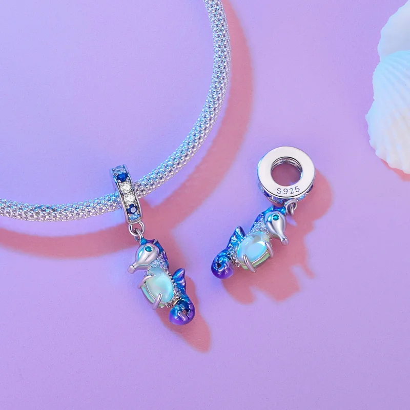 (imagem para) Charm de Pingente de Cavalo-Marinho Estilo Pandora - BSC850 - Visualizar 4