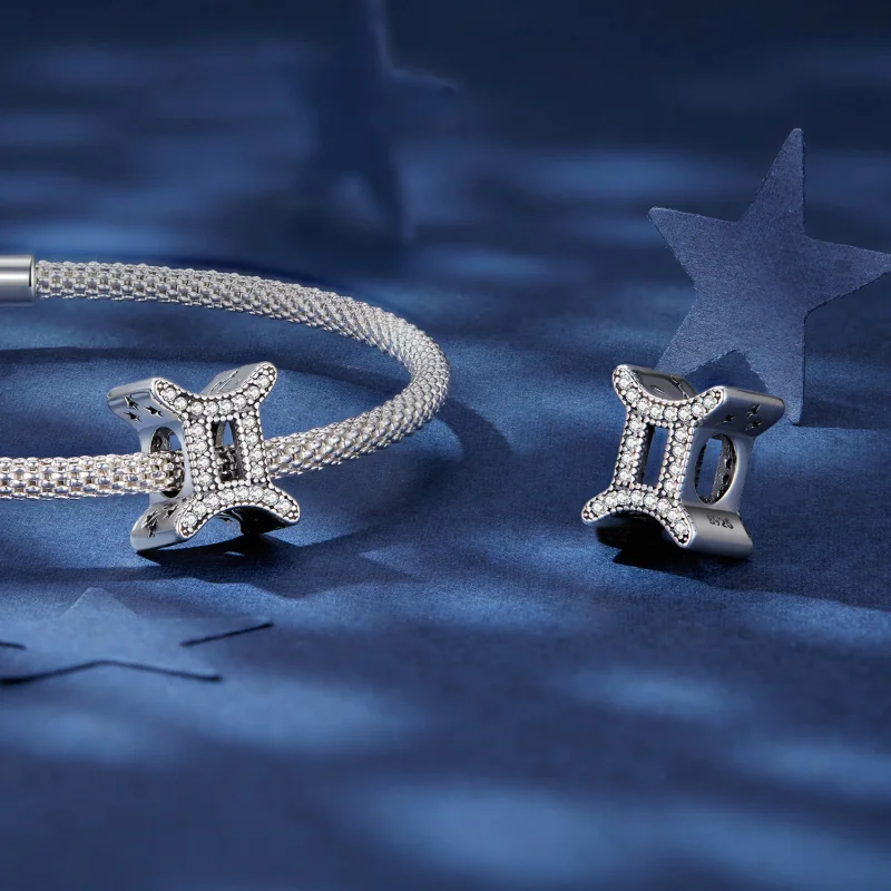 (imagem para) Charm do Zodíaco Sortudo de Gêmeos Estilo Pandora - SCC2516-3 - Visualizar 4