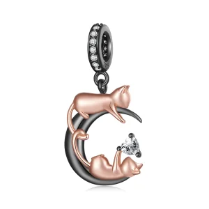 (imagem para) Charm Pingente Pandora Style Brincando com Gatos - SCC2518