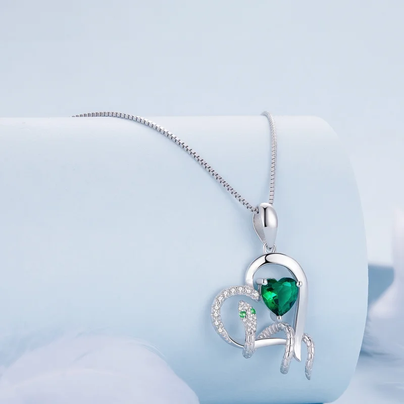 (imagem para) Colar Estilo Pandora com Coração Formato de Serpente Exquisita - BSN327 - Visualizar 2