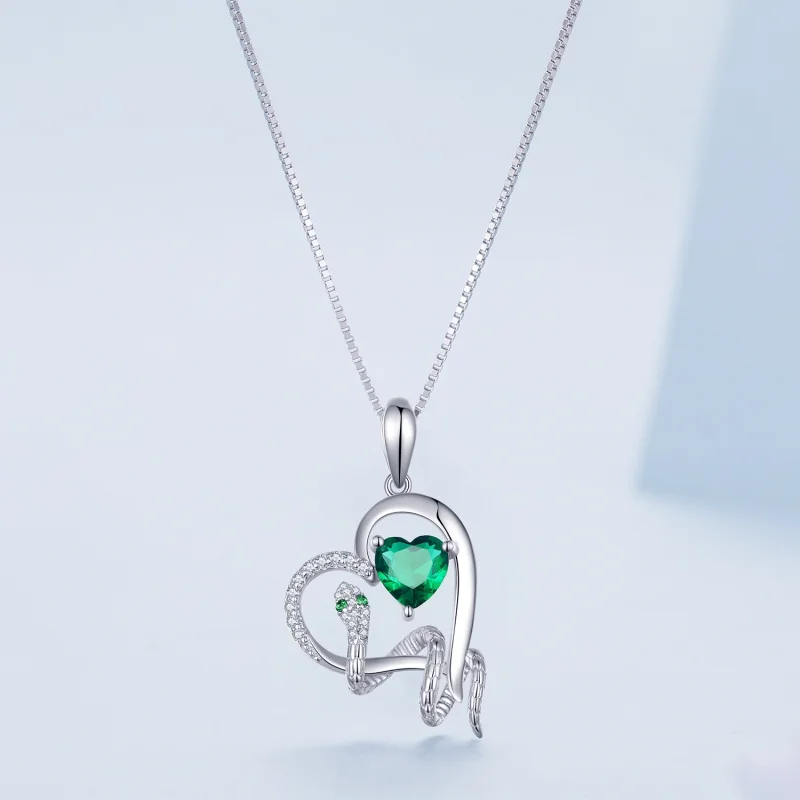 (imagem para) Colar Estilo Pandora com Coração Formato de Serpente Exquisita - BSN327 - Visualizar 3