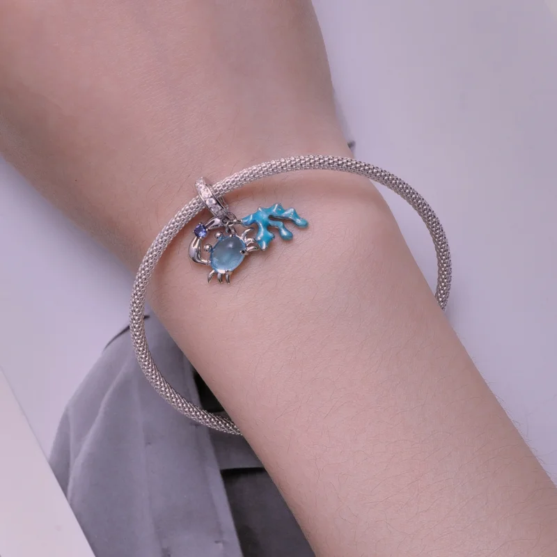 (imagem para) Pingente Charm de Caranguejo e Algas Marinhas Estilo Pandora - SCC2505 - Visualizar 5