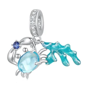 (imagem para) Pingente Charm de Caranguejo e Algas Marinhas Estilo Pandora - SCC2505