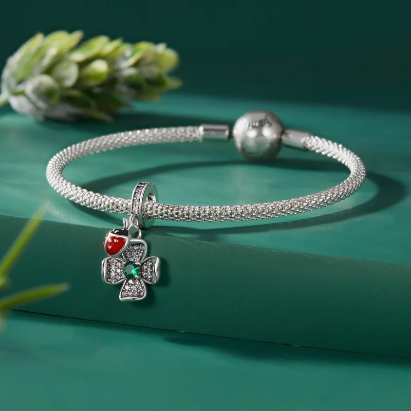 (imagem para) Pingente Trevo da Sorte com Joaninha no Estilo Pandora - SCC2523 - Visualizar 3