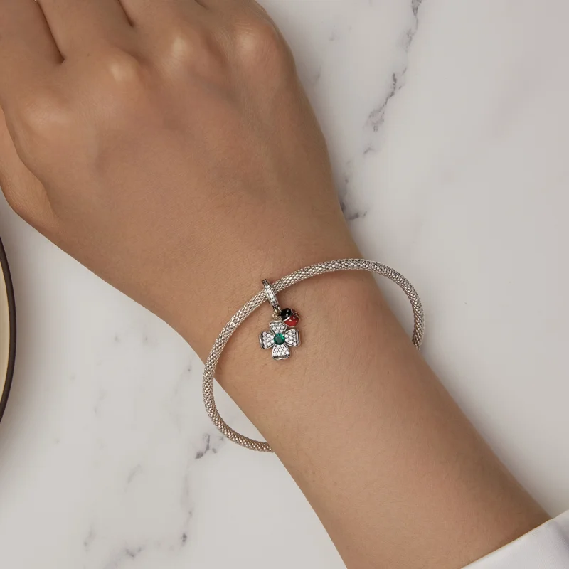 (imagem para) Pingente Trevo da Sorte com Joaninha no Estilo Pandora - SCC2523 - Visualizar 5