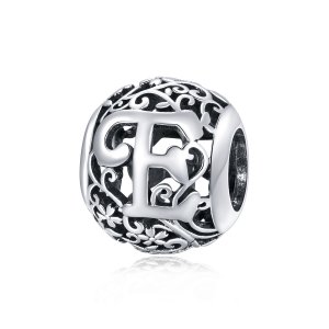 Charm Flores com orifícios, letra E estilo Pandora - SCC1444-E Charm Flores com orifícios, letra E estilo Pandora - SCC1444-E