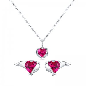 Conjunto de joias Dois tons Corações Guardiães estilo Pandora - SET008 Conjunto de joias Dois tons Corações Guardiães estilo Pandora - SET008