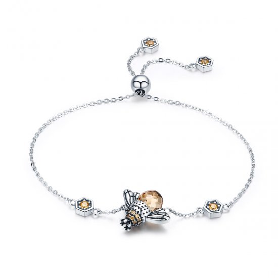 Pulseira Abelha Dançante estilo Pandora - SCB043  Clique na imagem para fechar