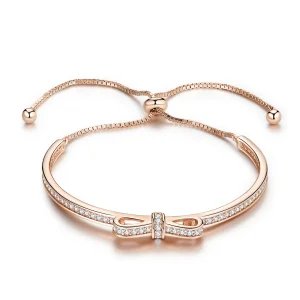 (imagem para) Bracelete estilo Pandora Rígido Bowknot doce Rosa - SCB108-C