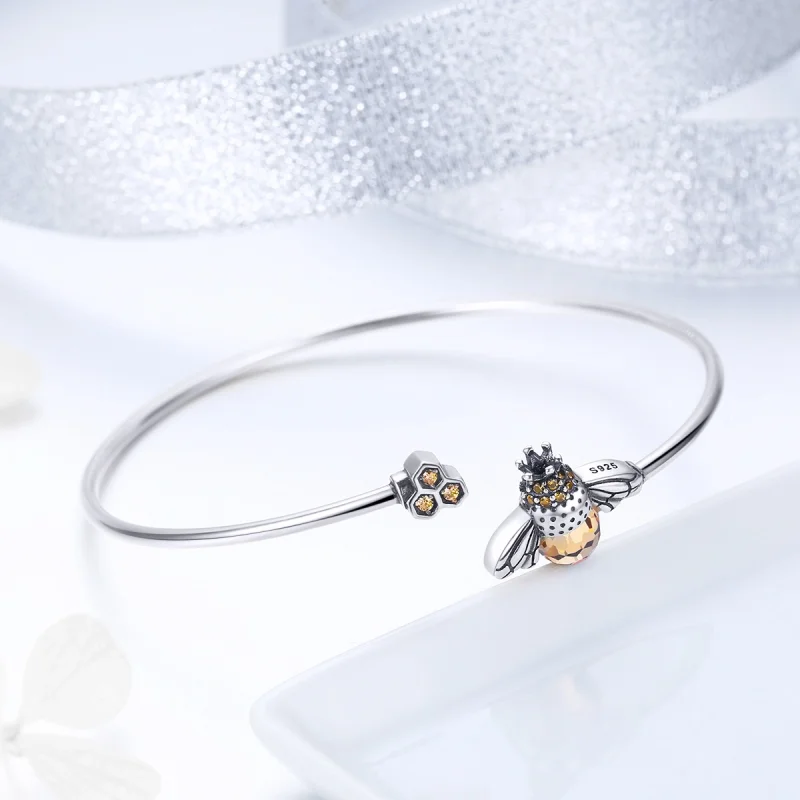 (imagem para) Bracelete Rigido Aberto História da Abelha estilo Pandora - SCB104 - Visualizar 4