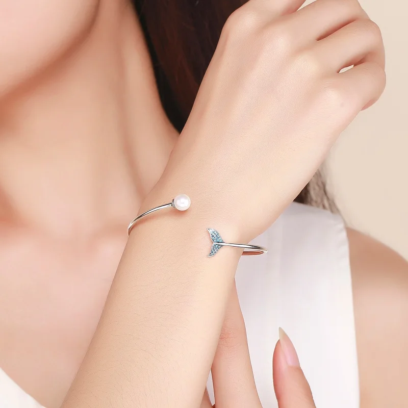 (imagem para) Bracelete Rigido Aberto Lágrima da Sereia estilo Pandora - SCB123 - Visualizar 2