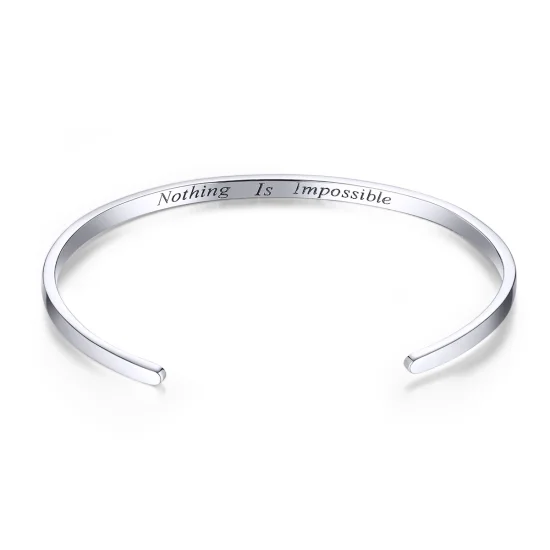 (imagem para) Bracelete Rigido Aberto Nada é impossível estilo Pandora - SCB160