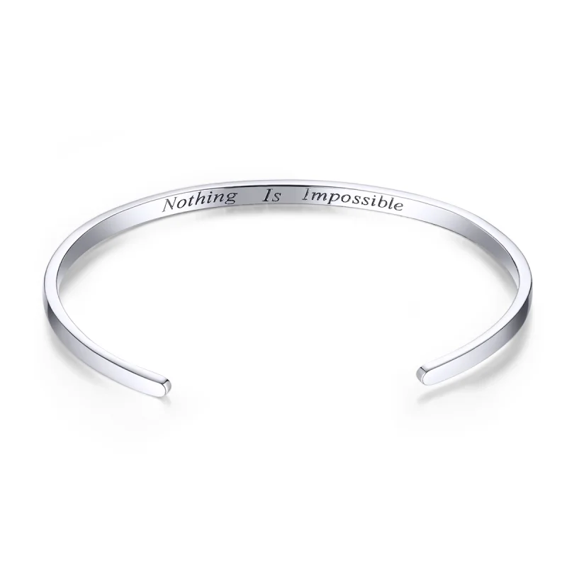 (imagem para) Bracelete Rigido Aberto Nada é impossível estilo Pandora - SCB160