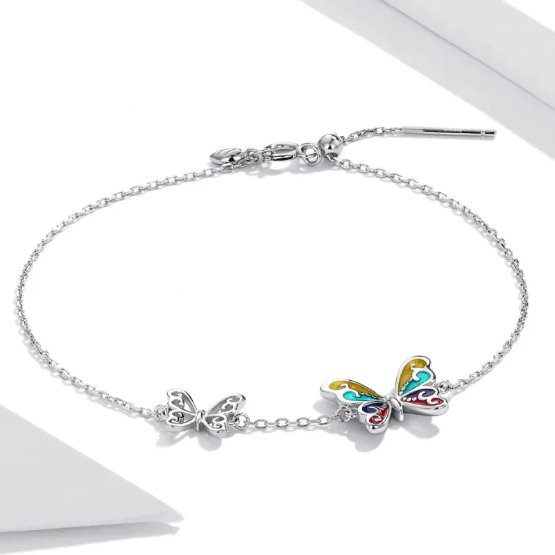 (imagem para) Pandora Style Brilliant Butterfly Bracelet - SCB228 - Visualizar 2