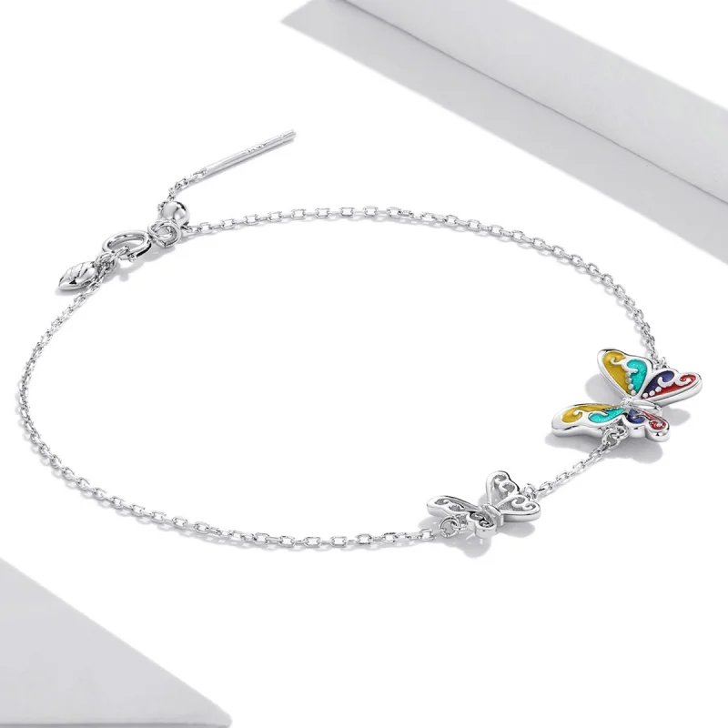 (imagem para) Pandora Style Brilliant Butterfly Bracelet - SCB228 - Visualizar 3