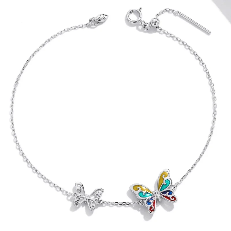 (imagem para) Pandora Style Brilliant Butterfly Bracelet - SCB228 - Visualizar 4