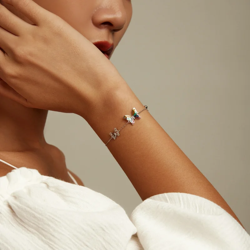 (imagem para) Pandora Style Brilliant Butterfly Bracelet - SCB228 - Visualizar 7