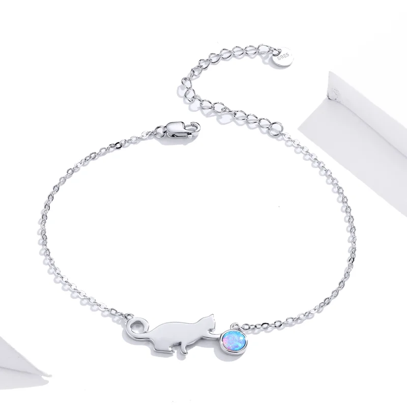 (imagem para) Pandora Style Opal Cat Bracelet - SCB175 - Visualizar 2
