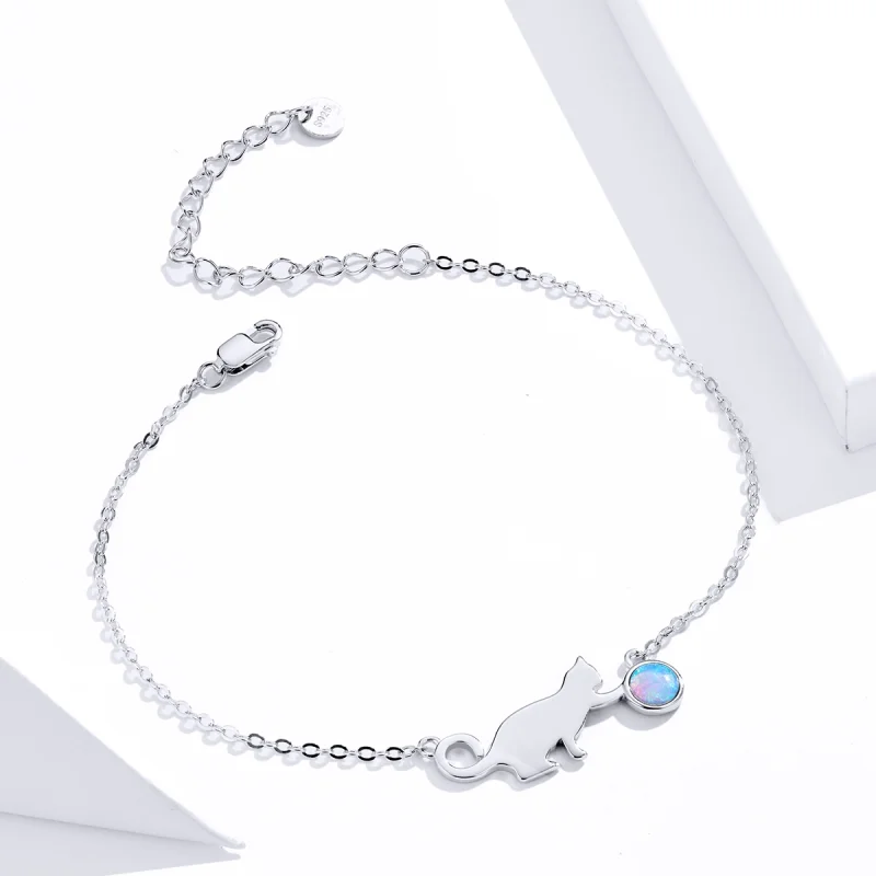 (imagem para) Pandora Style Opal Cat Bracelet - SCB175 - Visualizar 4