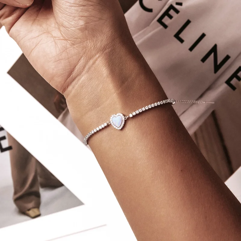 (imagem para) Pandora Style Opal Love Bracelet - BSB086 - Visualizar 3