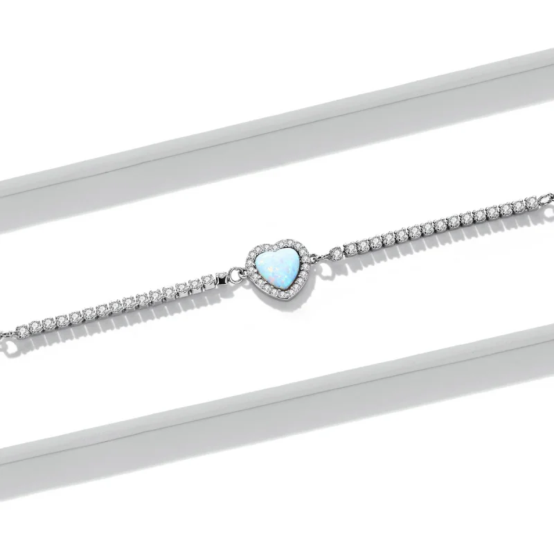 (imagem para) Pandora Style Opal Love Bracelet - BSB086 - Visualizar 4