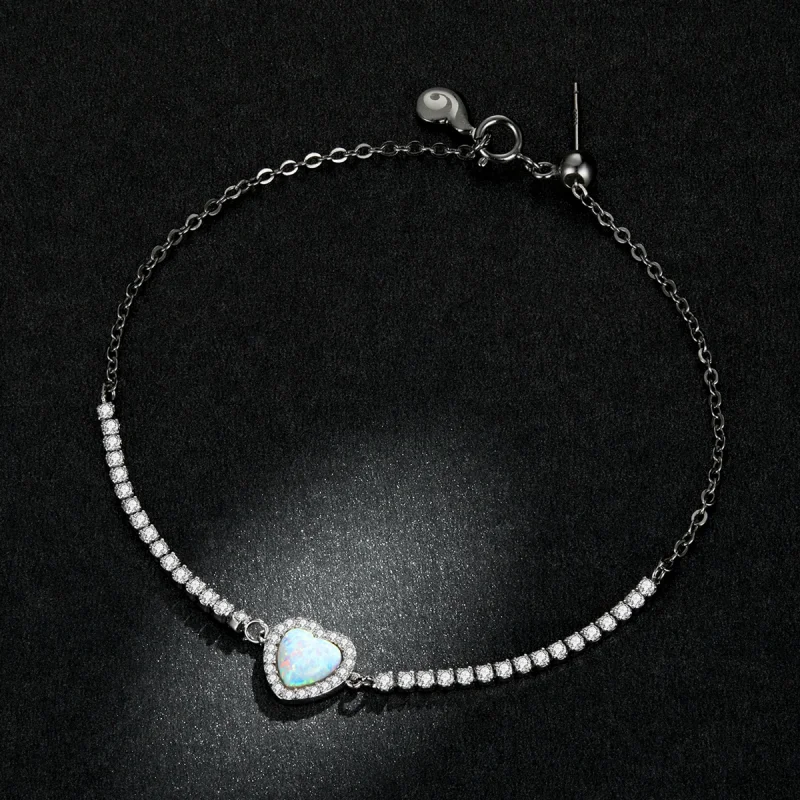 (imagem para) Pandora Style Opal Love Bracelet - BSB086 - Visualizar 6