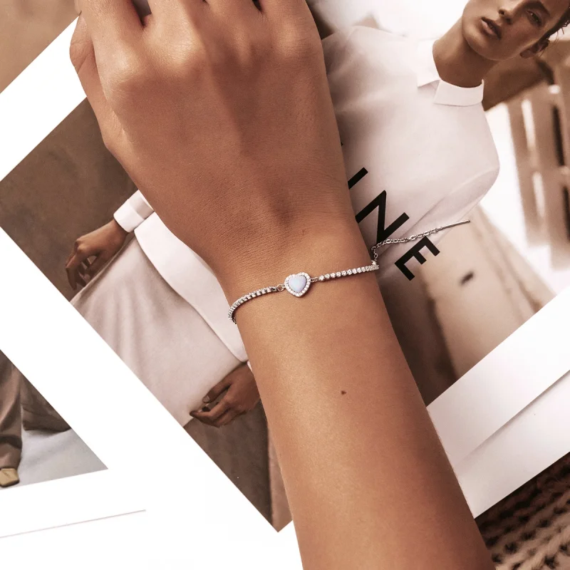 (imagem para) Pandora Style Opal Love Bracelet - BSB086 - Visualizar 10