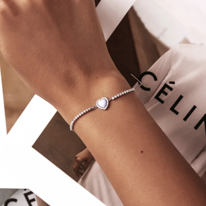 (imagem para) Pandora Style Opal Love Bracelet - BSB086 - Visualizar 11