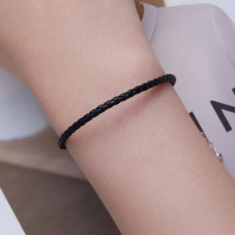 (imagem para) Pandora Style Simple Leather Bracelet - SCB243-BK - Visualizar 5
