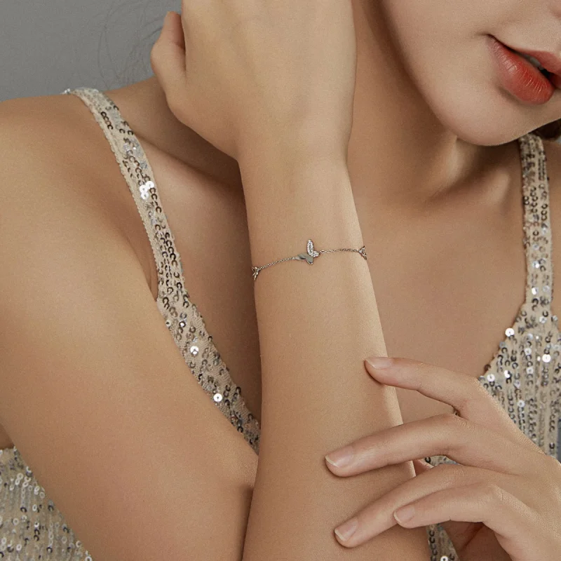 (imagem para) Pulseira Borboletas Cercadas estilo Pandora - SCB197 - Visualizar 5