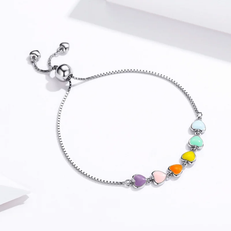 (imagem para) Pulseira Corações Arco-Íris estilo Pandora - SCB158 - Visualizar 3