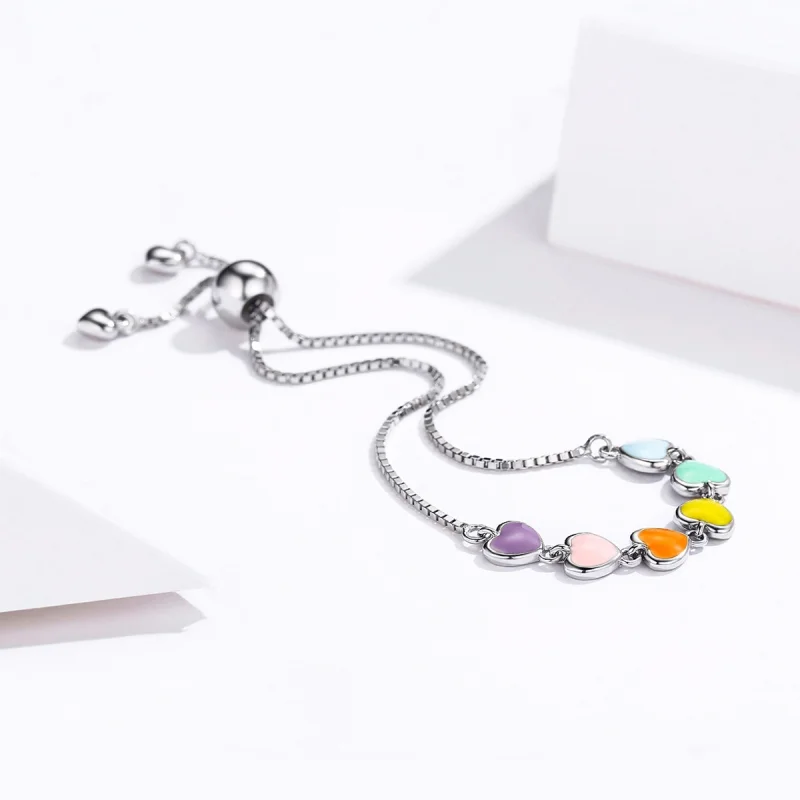 (imagem para) Pulseira Corações Arco-Íris estilo Pandora - SCB158 - Visualizar 4