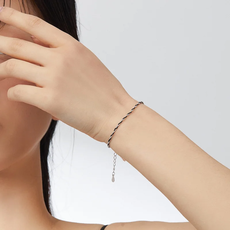 (imagem para) Pulseira de cordão Corda preta estilo Pandora - SCB173-BK - Visualizar 2