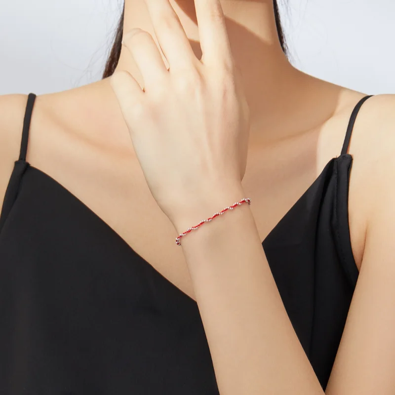 (imagem para) Pulseira de cordão Corda vermelha estilo Pandora - SCB173-RD - Visualizar 4