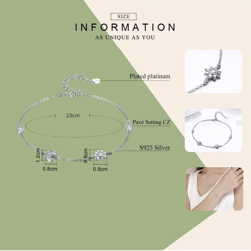 (imagem para) Pulseira Lua Sol e Estrelas estilo Pandora - SCB081 - Visualizar 4
