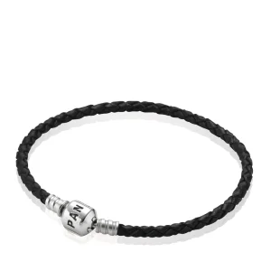(imagem para) Bracelete PANDORA de Couro Trançado Preto - 590705CBK-S
