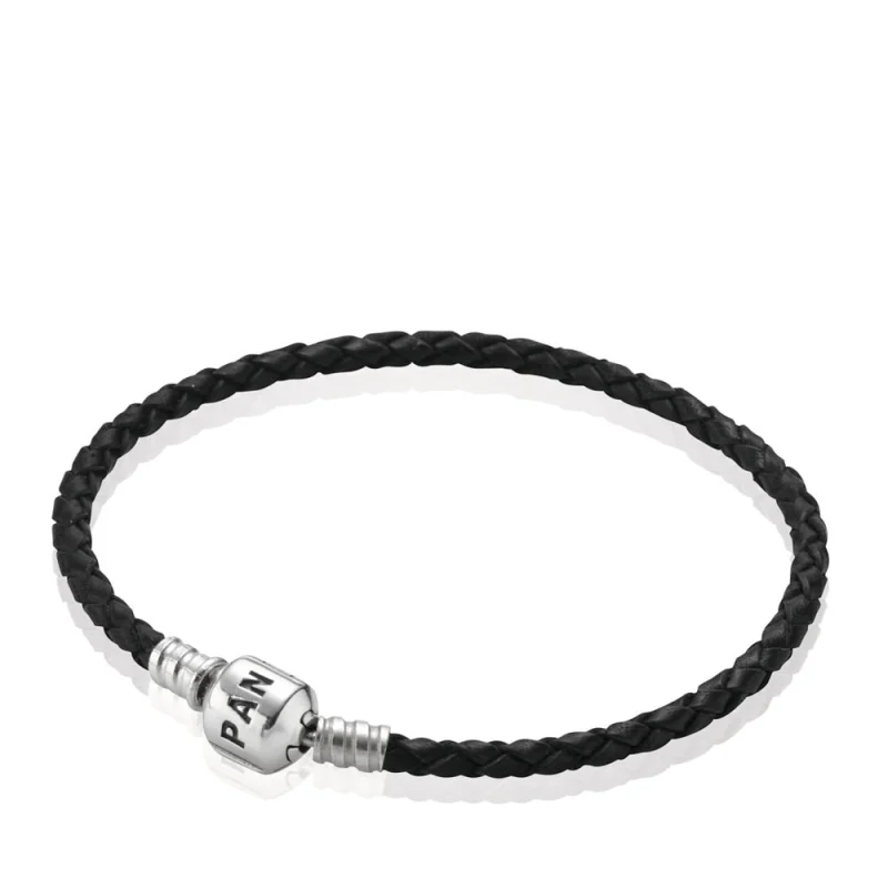 (imagem para) Bracelete PANDORA de Couro Trançado Preto - 590705CBK-S
