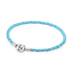 (imagem para) Bracelete PANDORA De Couro Azul claro Com O Fecho