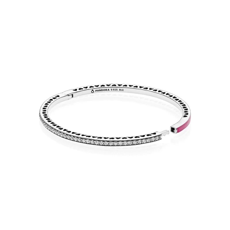 (imagem para) Bracelete PANDORA Rígido Corações Radiantes Orquídea - 590537EN69 - Visualizar 2