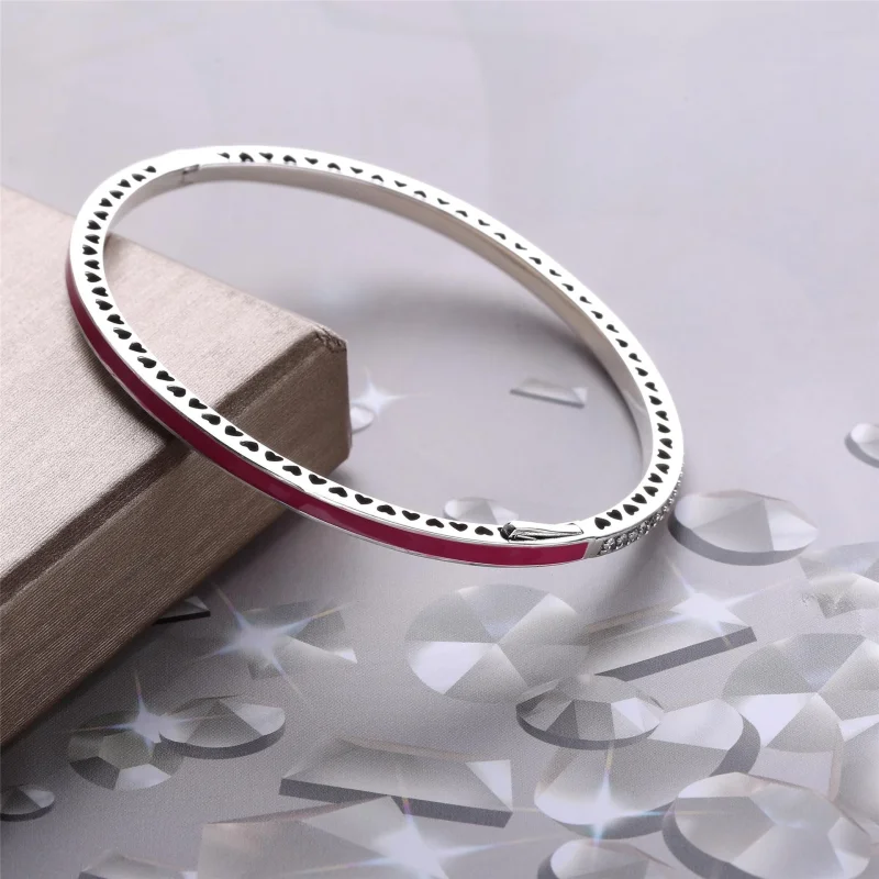 (imagem para) Bracelete PANDORA Rígido Corações Radiantes Orquídea - 590537EN69 - Visualizar 3