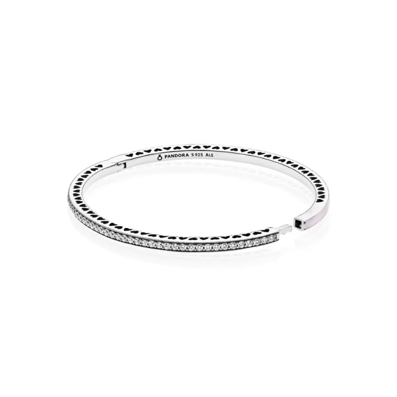 (imagem para) Bracelete PANDORA Rígido Corações Radiantes Rosa - 590537EN68 - Visualizar 2