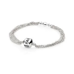 (imagem para) Pulseira Pandora prata, multi chain, 1 clip - 591701 - Pulseiras